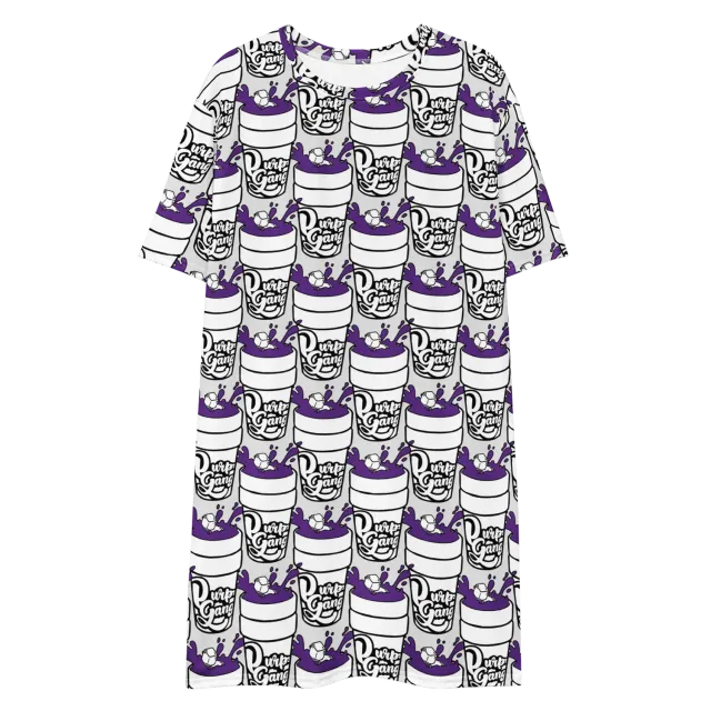 Razel Purp Gang Double Cup t-shirt jurk oversize