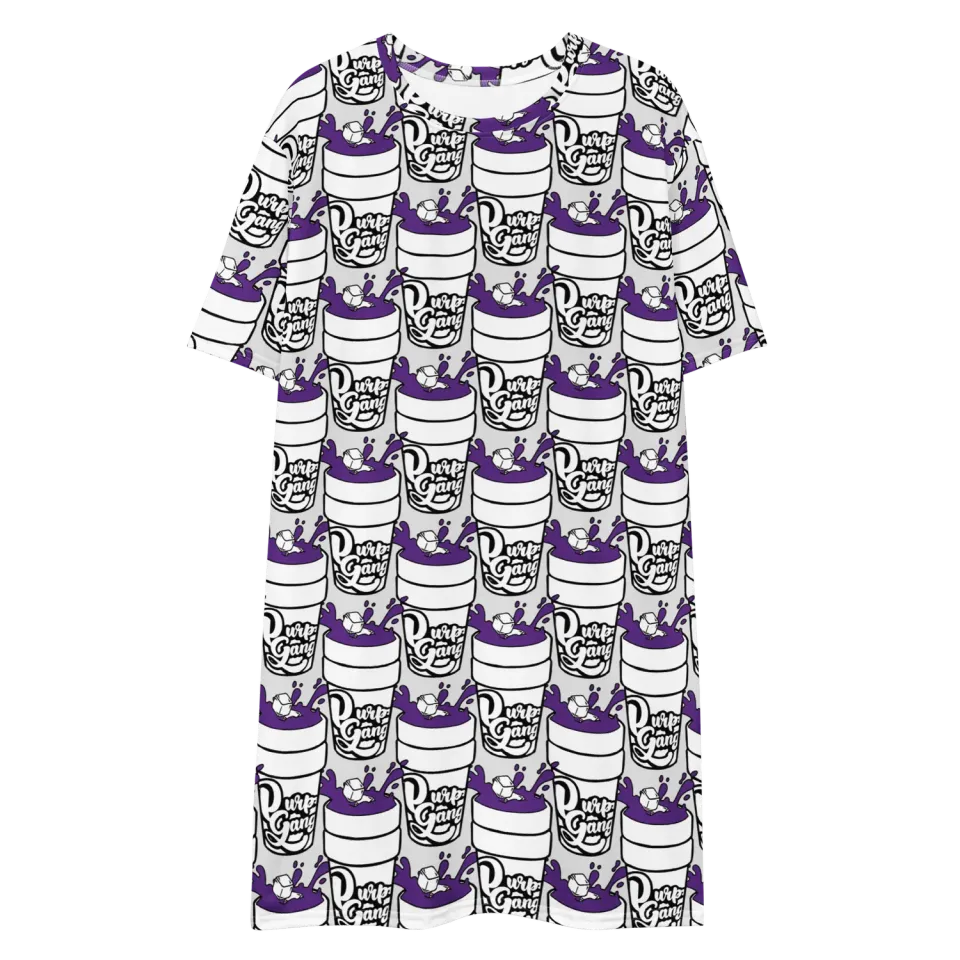 Razel Purp Gang Double Cup t-shirt jurk oversize