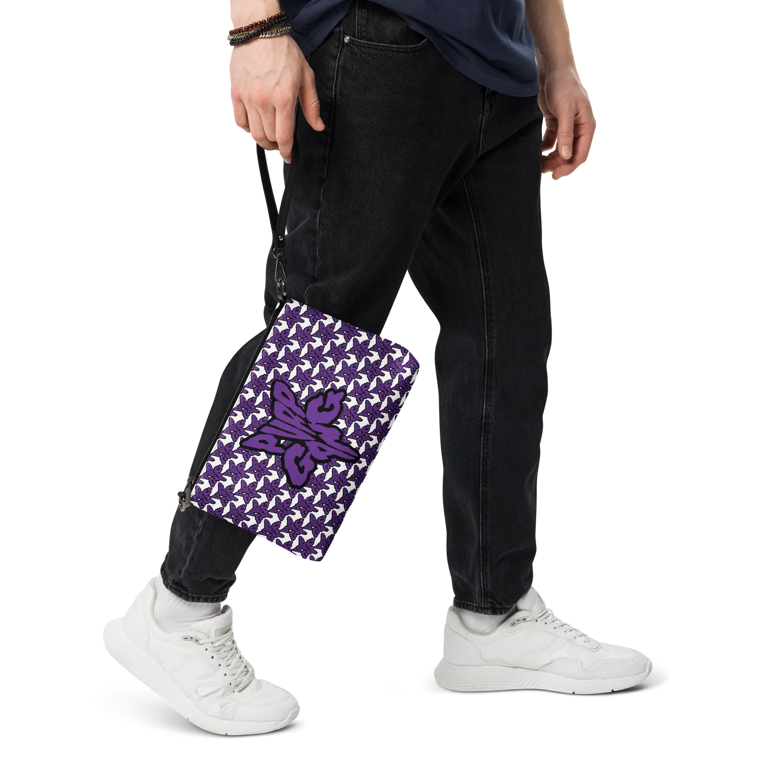 Razel Purp Gang Rock Star satchel wit lederlook