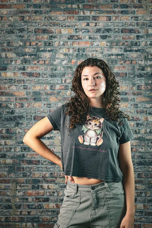 Paleface Swiss Cursed Cat cropped shirt katoen