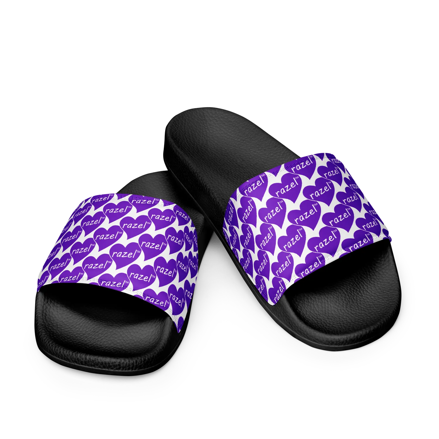 Razel Purple Hearted Motif slippers zwart print
