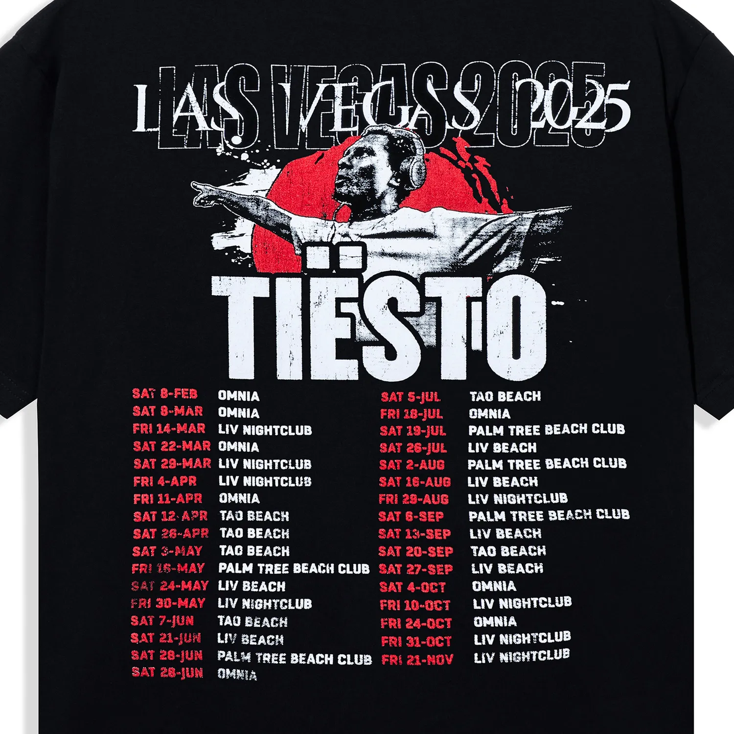 Tiësto Vegas 2025 Portrait T-shirt zwart oversized