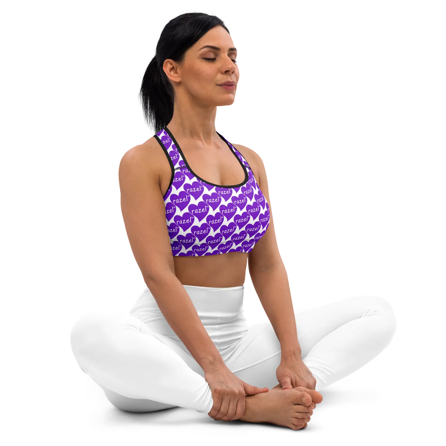 Razel Purple Hearted Motif sportbh zwart medium support
