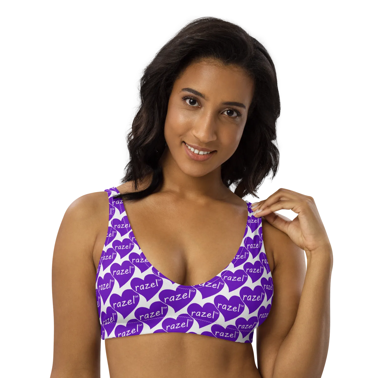 Razel Purple Hearted Motif Padded Bikinitop gerecycled