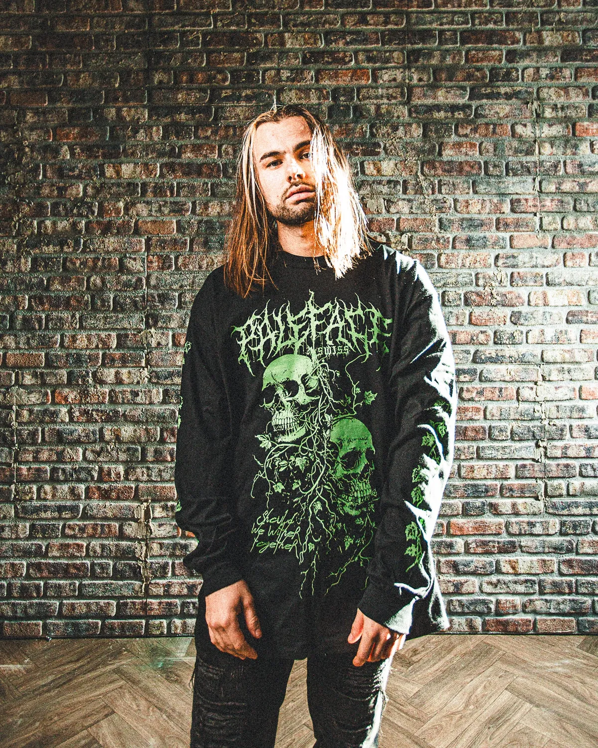 Paleface Swiss Ivy Green Skull longsleeve groen