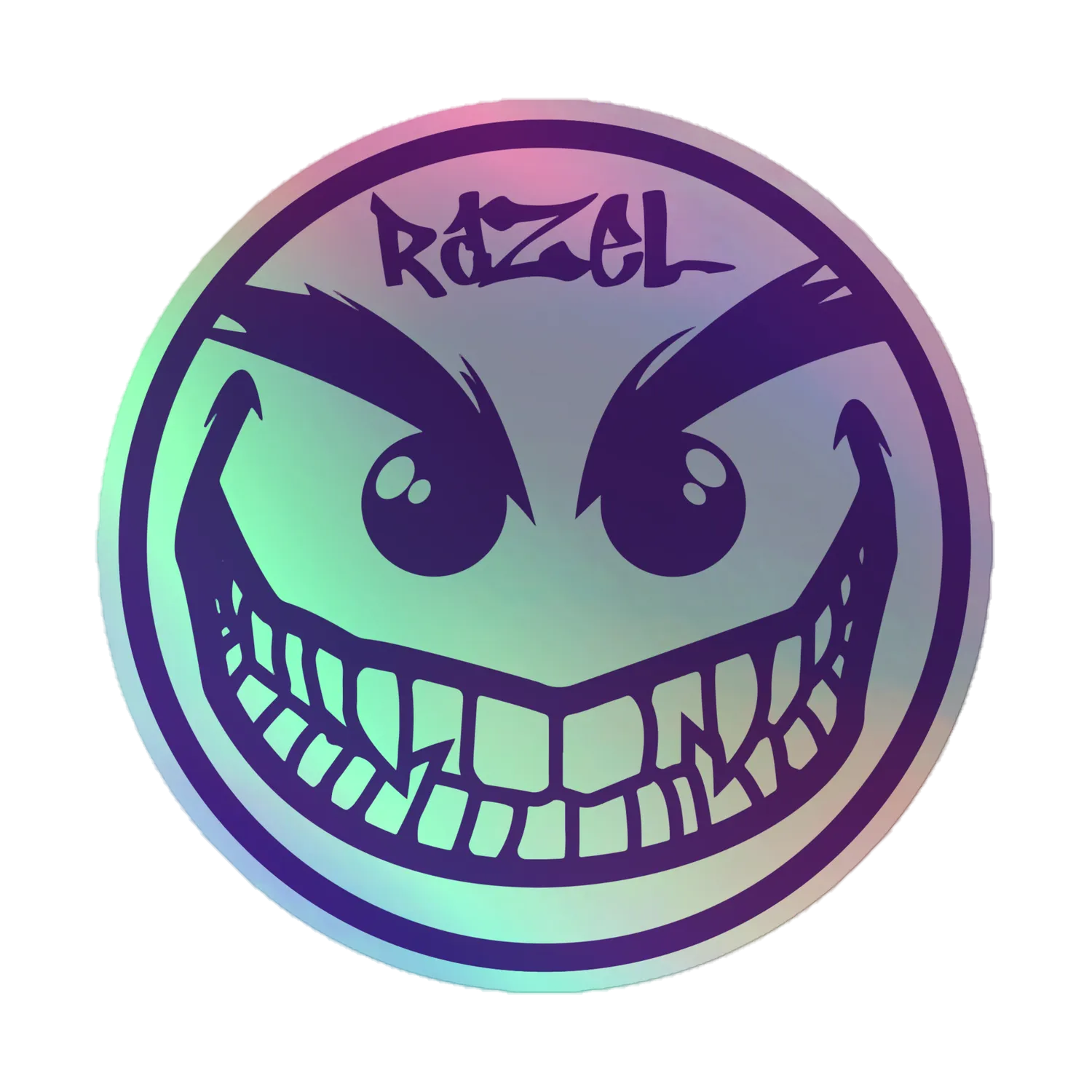Razel Face holografische sticker 7,6 cm vinyl