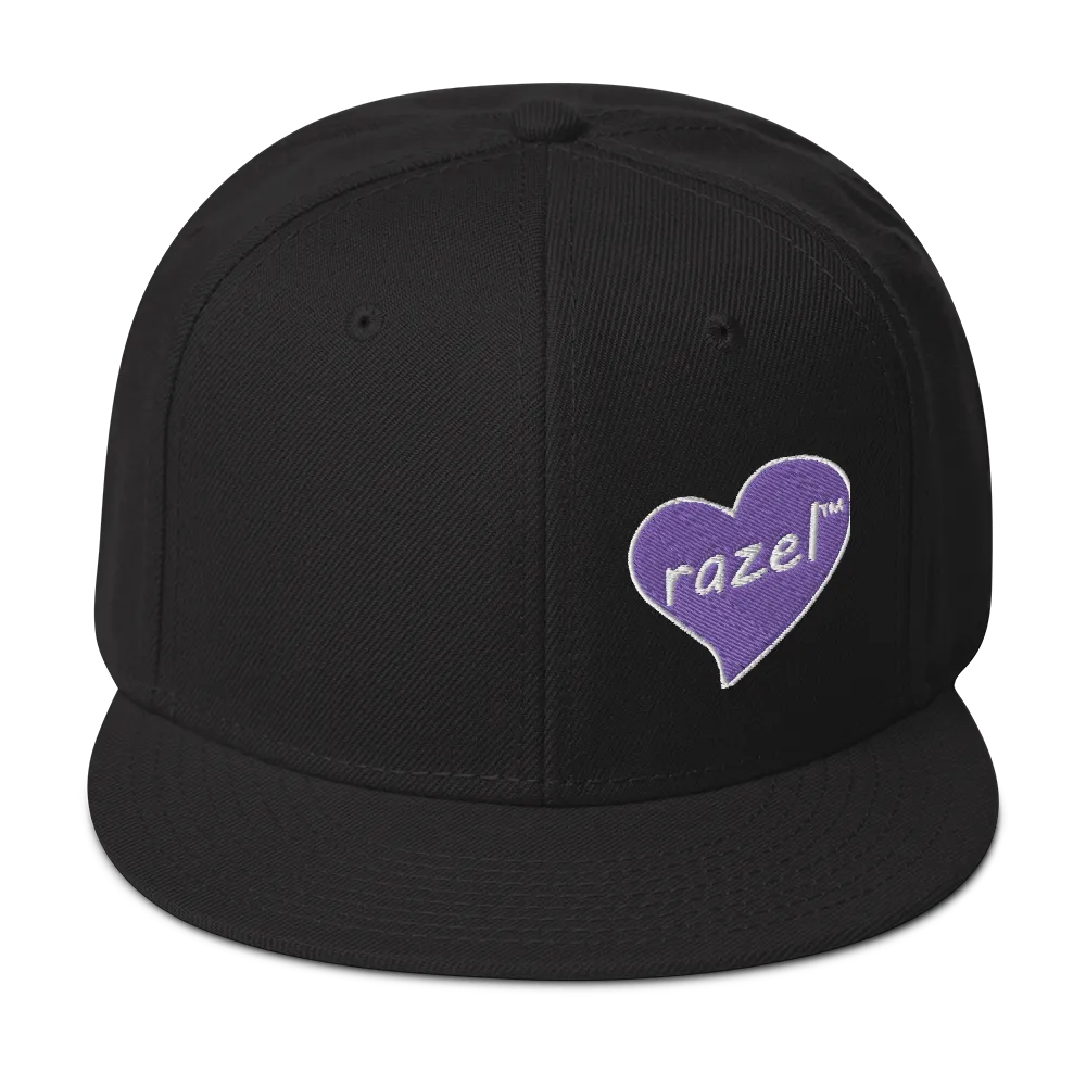 Razel Purple Hearted Snapback pet zwart verstelbaar