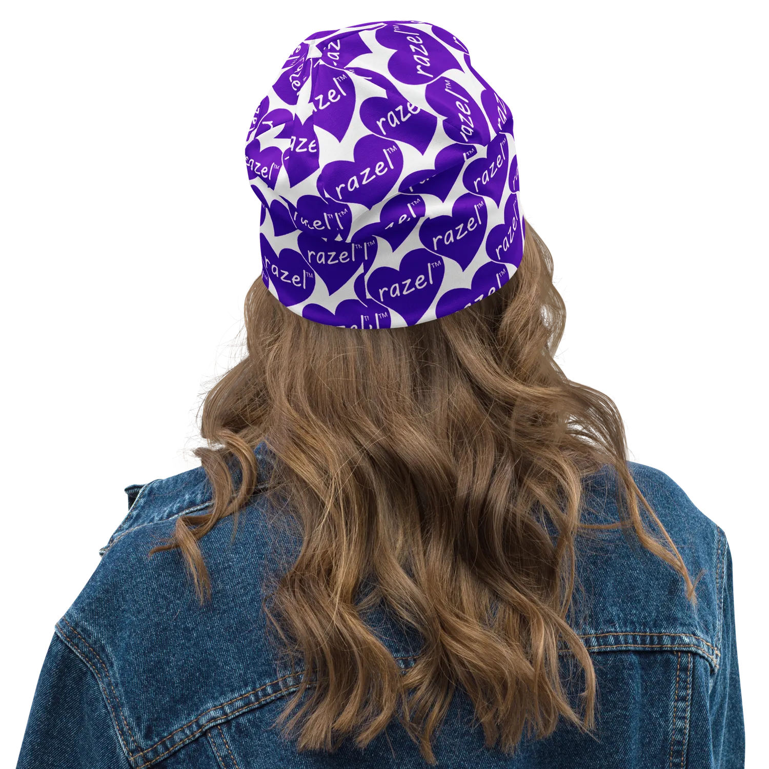 Razel Purple Hearted Beanie Muts Dubbellaags Zwart