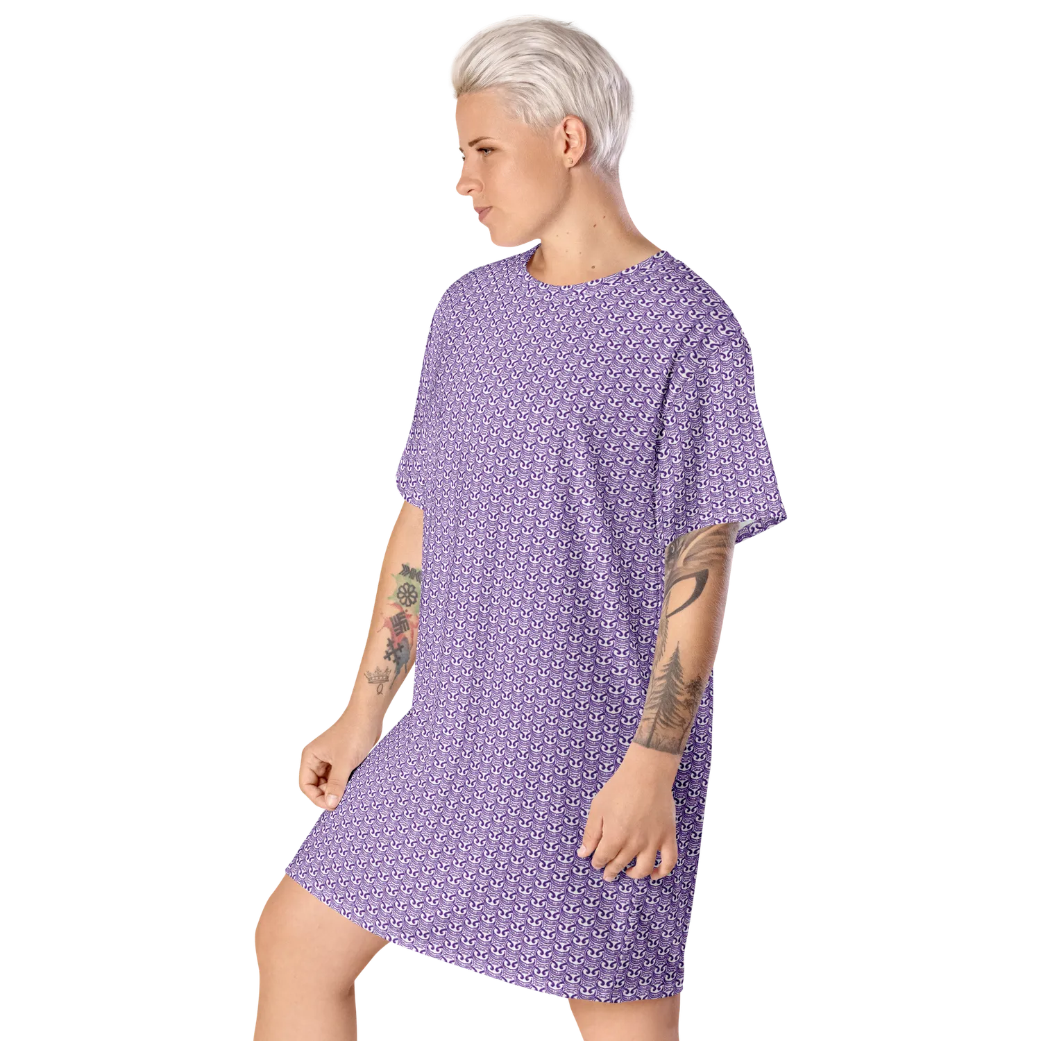 razel Face Motif T-shirt jurk oversize stretch