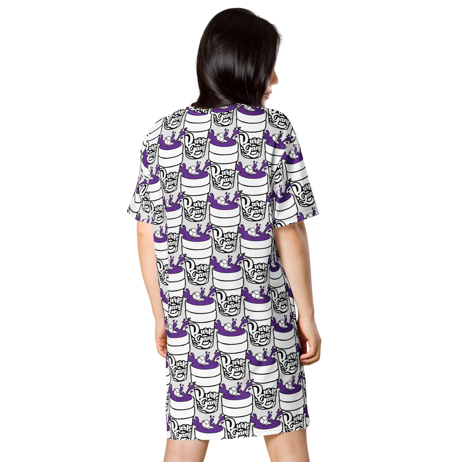 Razel Purp Gang Double Cup t-shirt jurk oversize