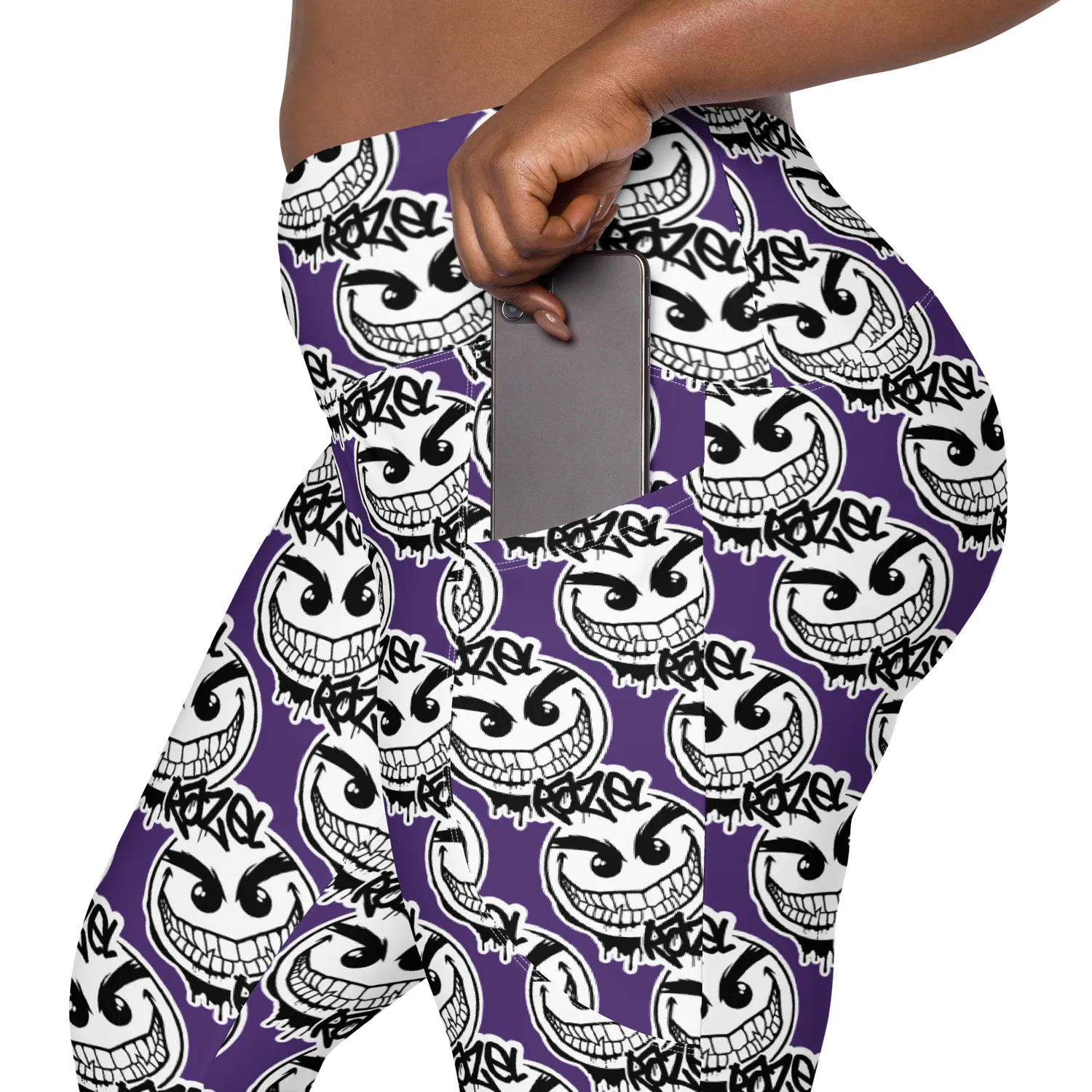 Razel Gang Drip Face Motif Pocket legging met zakken