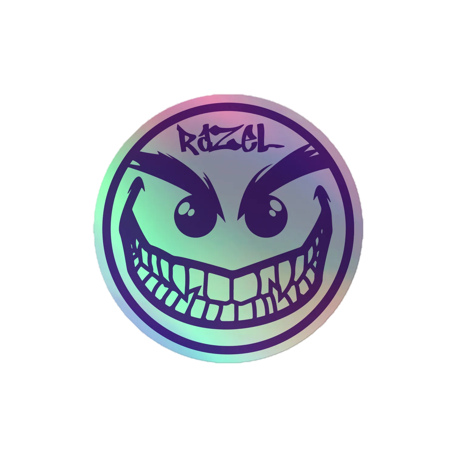 Razel Face holografische sticker 7,6 cm vinyl