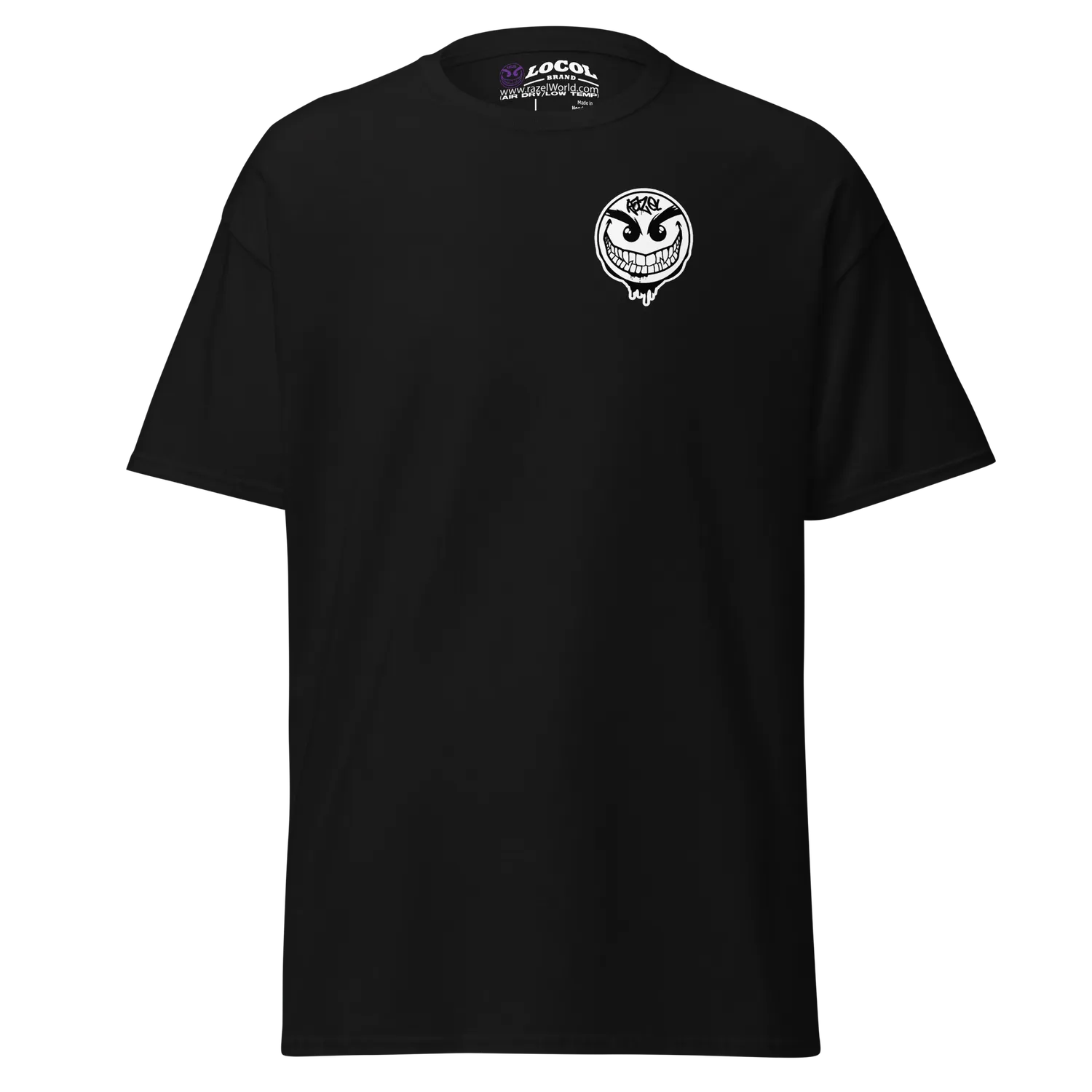Razel Drip Face borstprint T-shirt zwart katoen