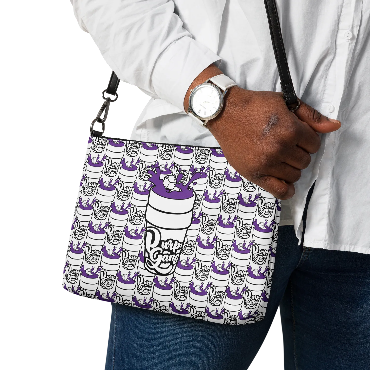 Razel Purp Gang Double Cup schoudertas zwart leer
