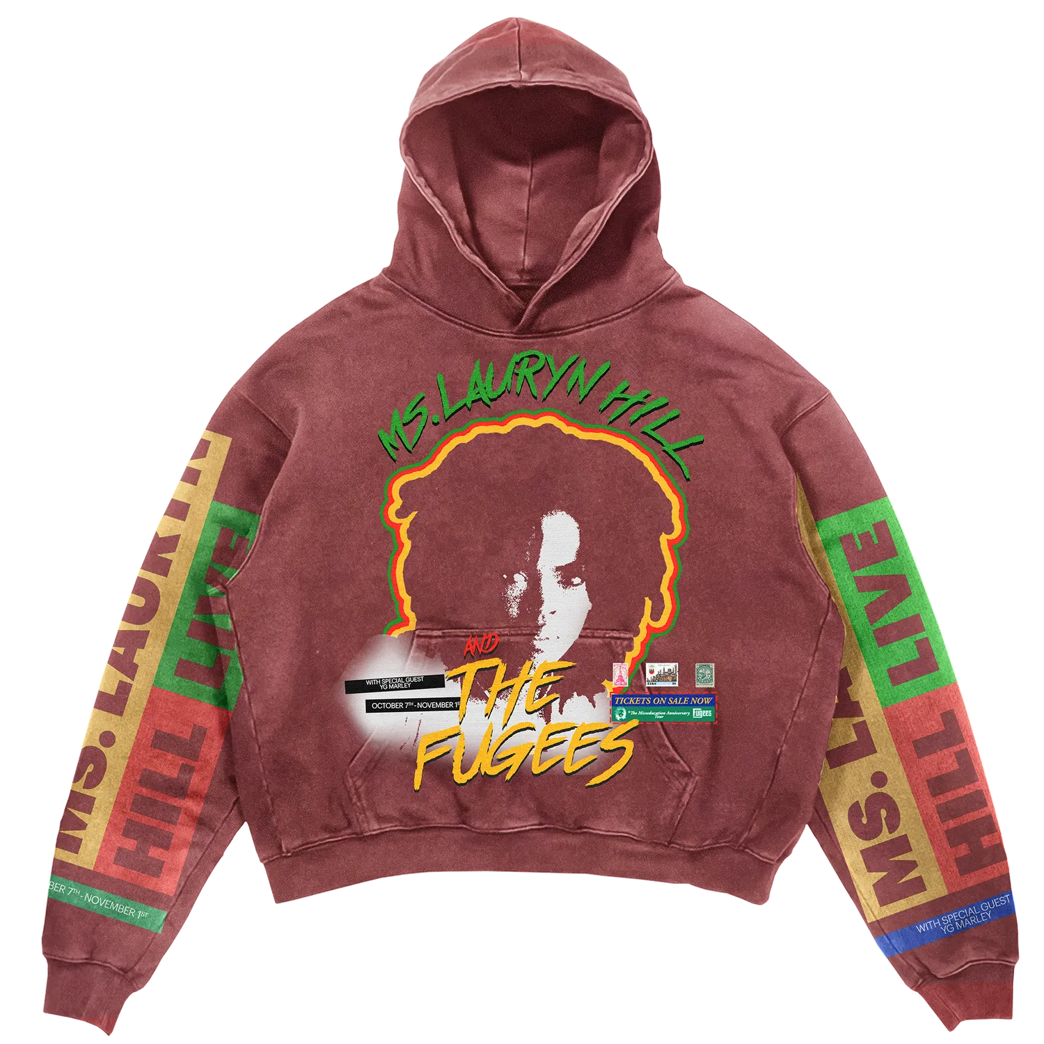 Lauryn Hill MLH x Fugees Live hoodie zwart heavyweight
