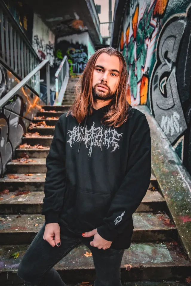 Paleface Swiss Discharged Black premium hoodie 460g