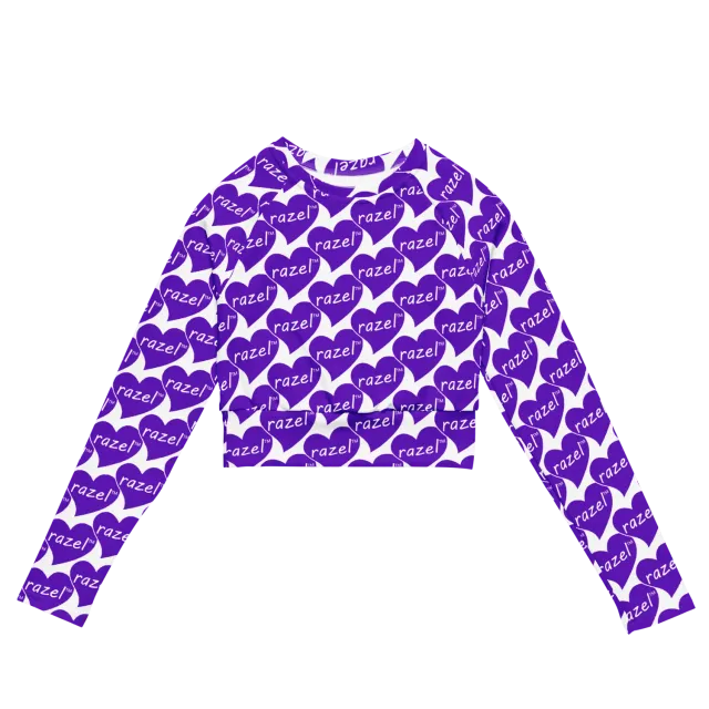 Razel Purple Hearted Motif crop top lange mouw
