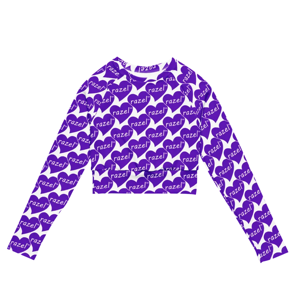 Razel Purple Hearted Motif crop top lange mouw