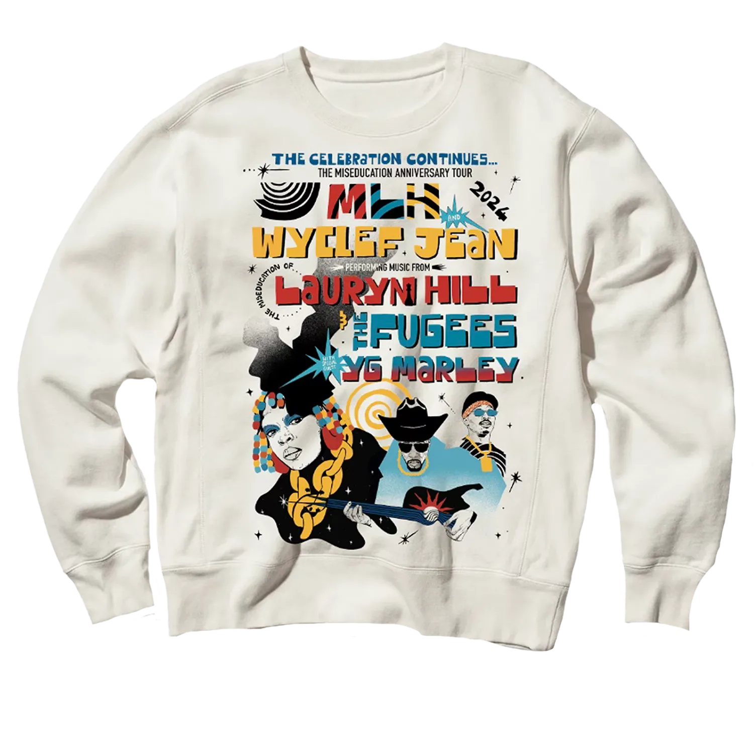 Lauryn Hill MLH x Fugees x YG Tour crewneck beige groen