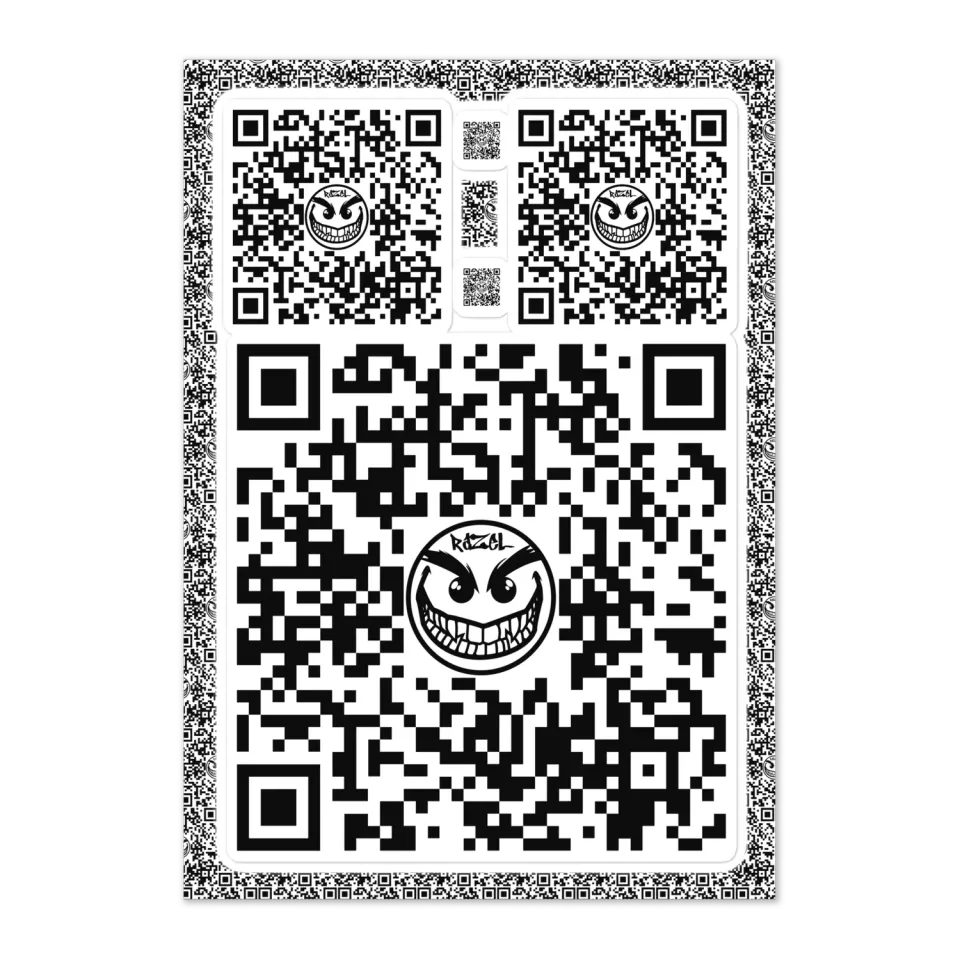 Razel Face QR Code stickervel glanzend binnen