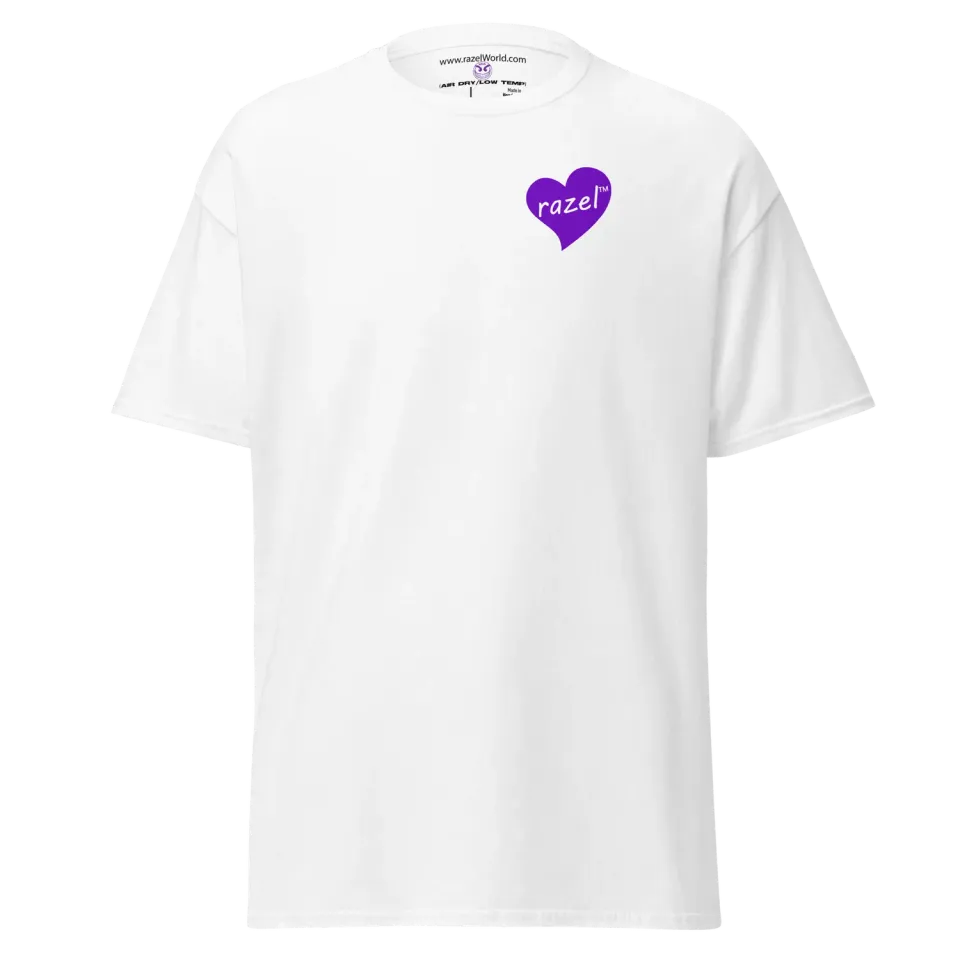 Razel Purple Hearted T-shirt zwart borstprint katoen
