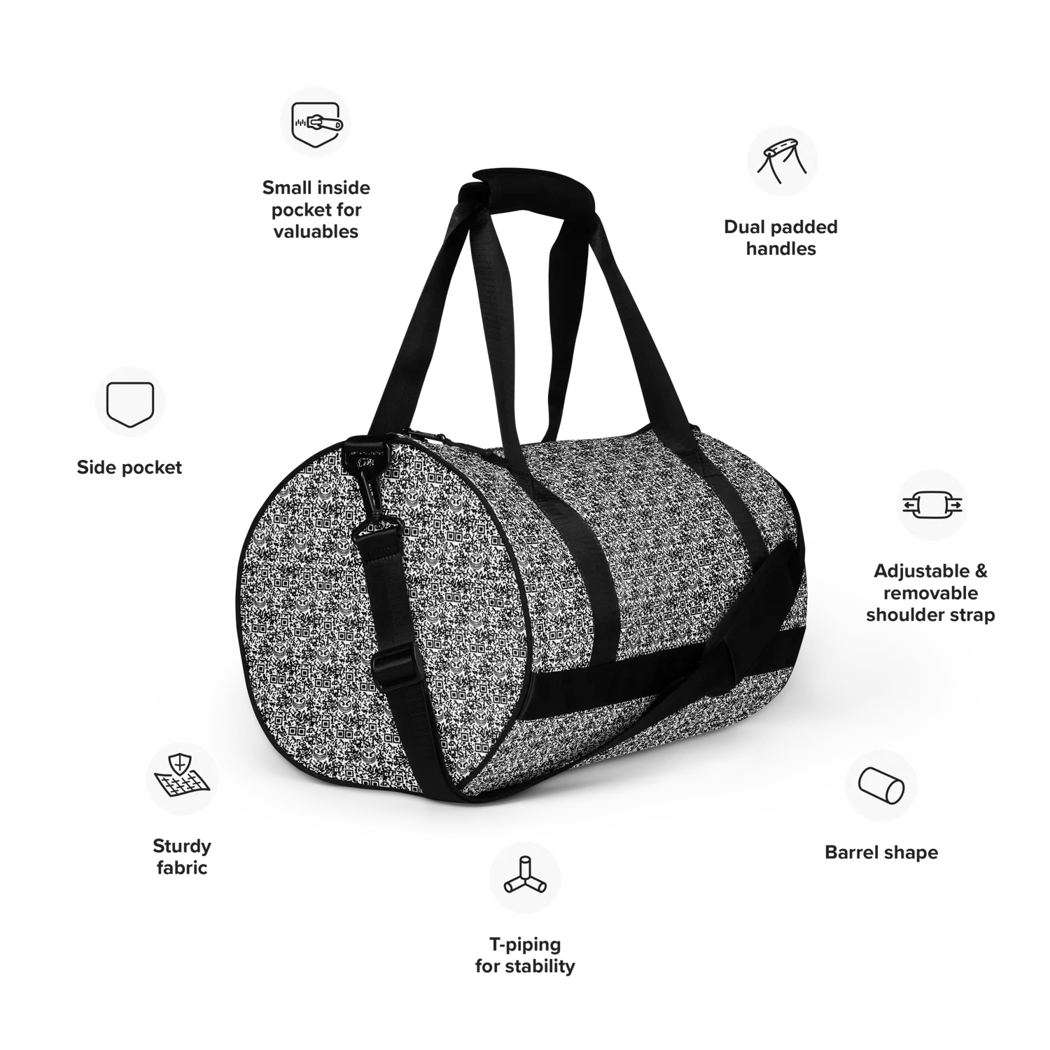 Razel Face QR Code Motif gym bag waterafstotend