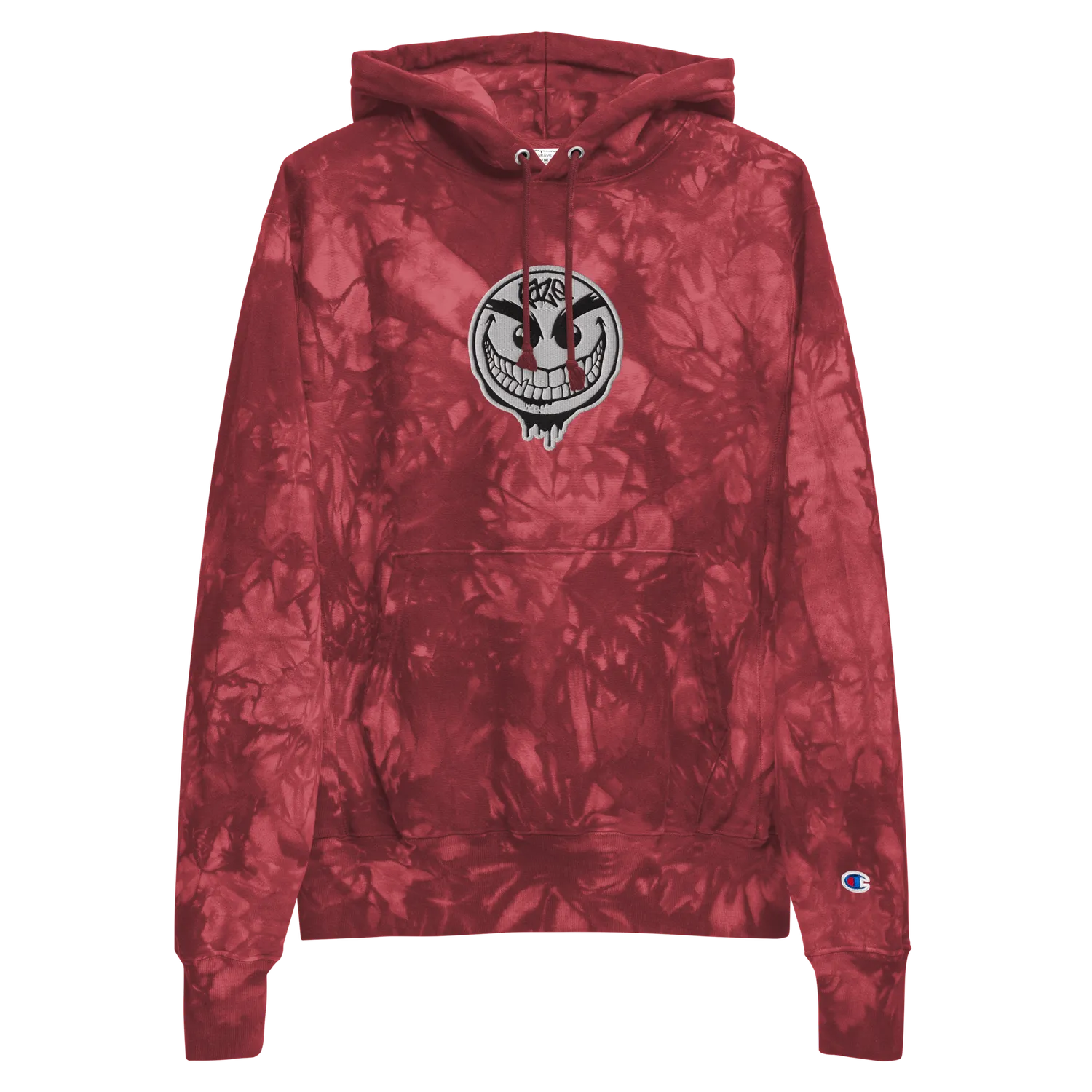 Razel Drip Face Champion hoodie zwart tie-dye borduursel