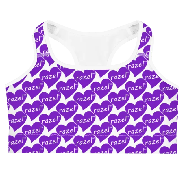 Razel Purple Hearted Motif sportbh zwart medium support
