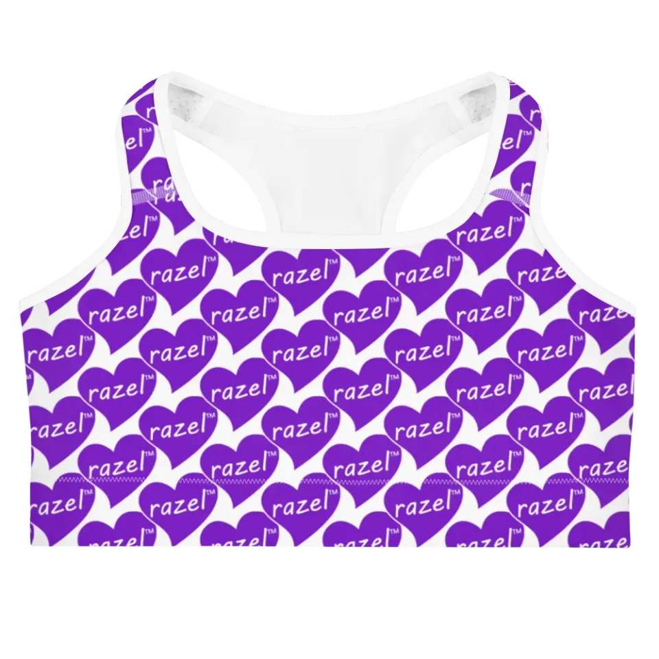 Razel Purple Hearted Motif sportbh zwart medium support