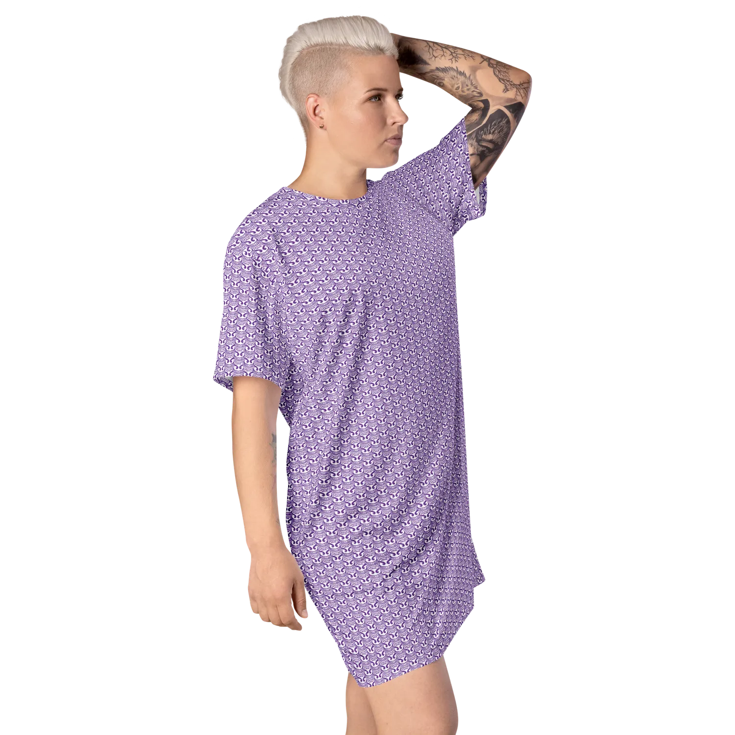 razel Face Motif T-shirt jurk oversize stretch
