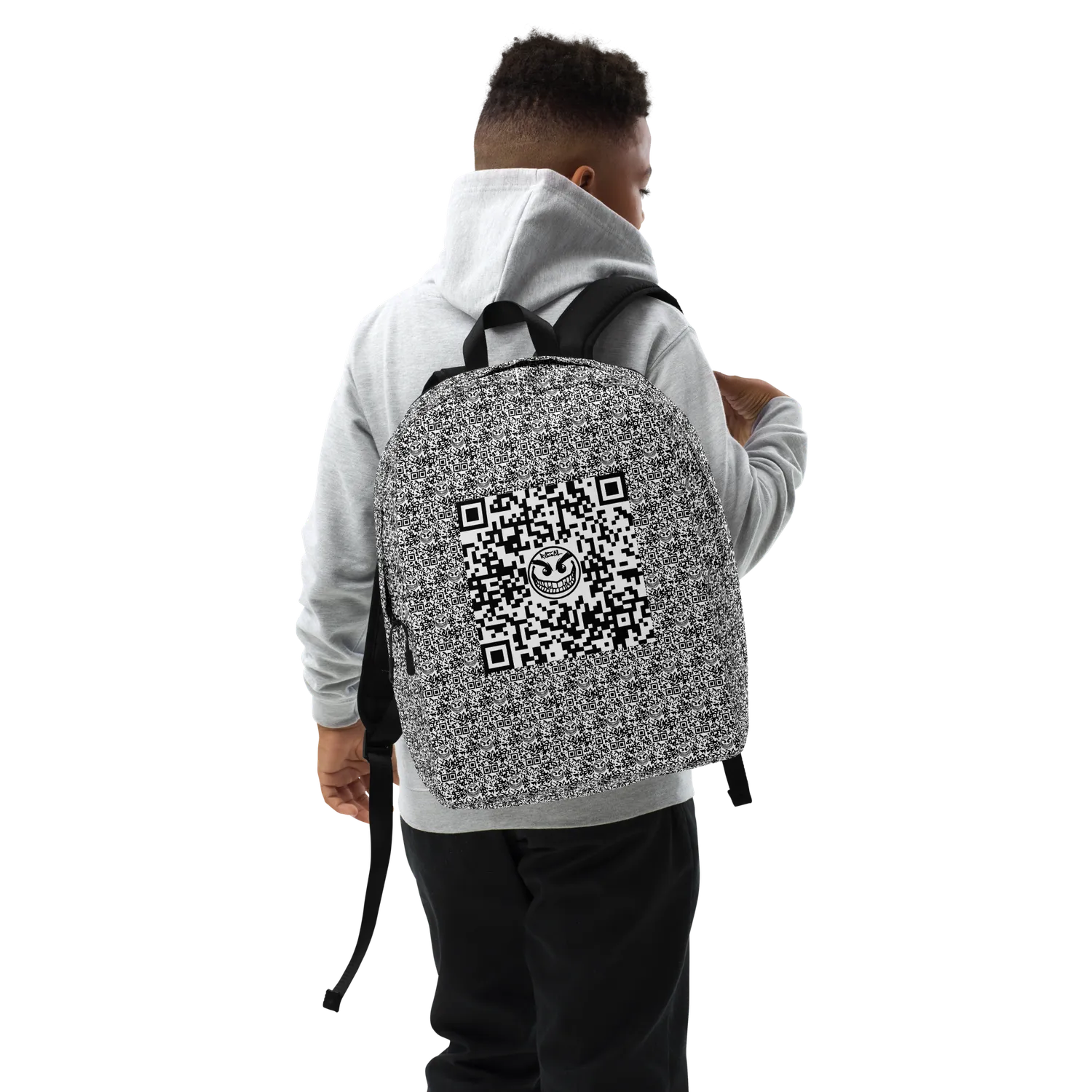 Razel Face QR Code Motif rugzak zwart 20 liter laptopvak