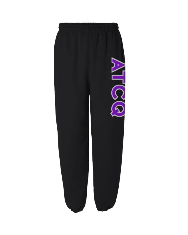Tribe Called Quest Sweatpants zwart borduurlogo paars