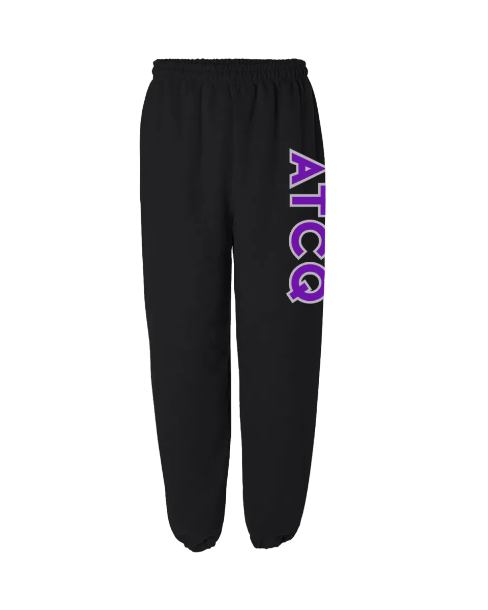Tribe Called Quest Sweatpants zwart borduurlogo paars