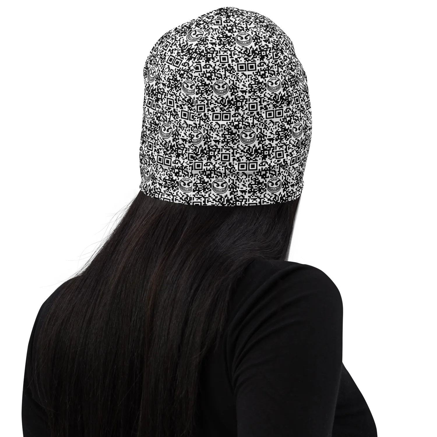 Razel Face QR Code beanie muts dubbellaags zwart