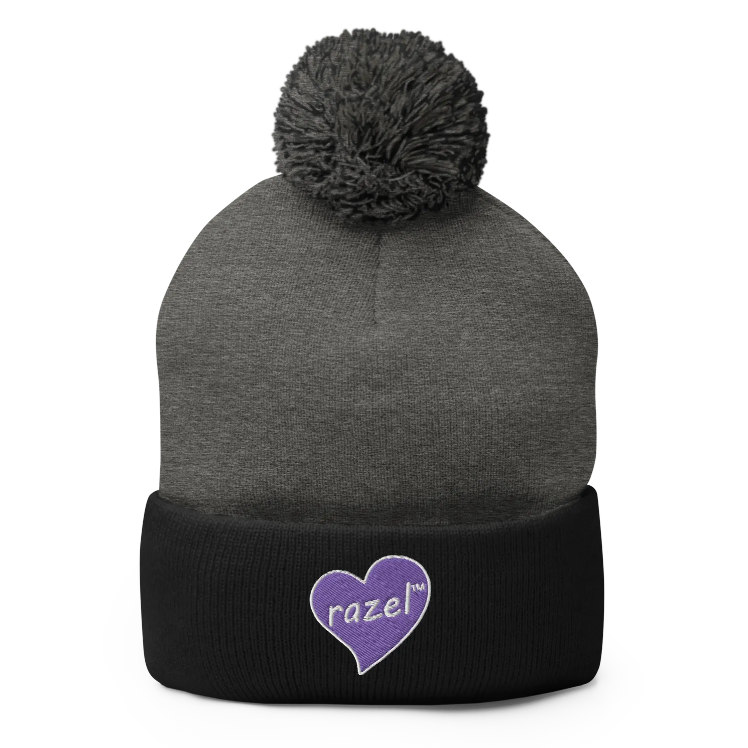 Razel Purple Hearted pompon muts zwart acryl