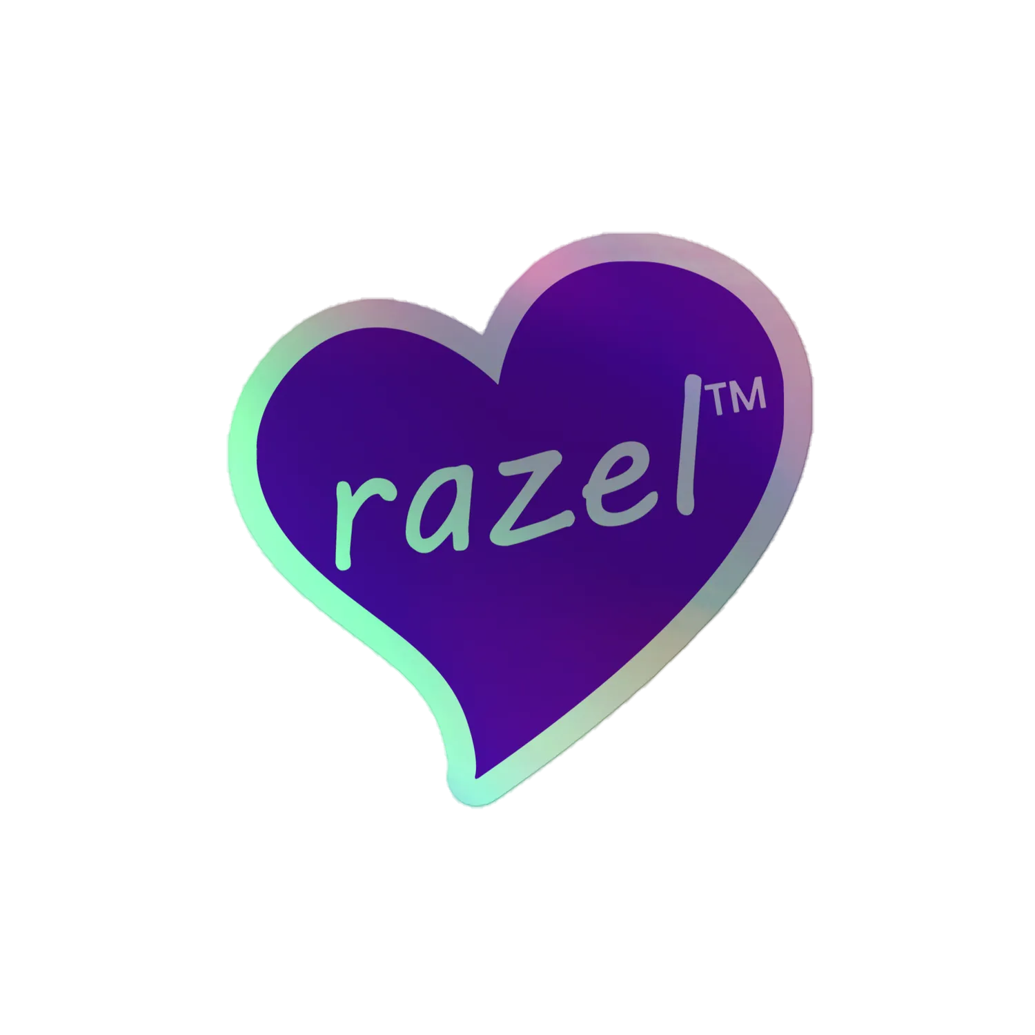 Razel Purple Hearted holografische sticker 10x10 cm
