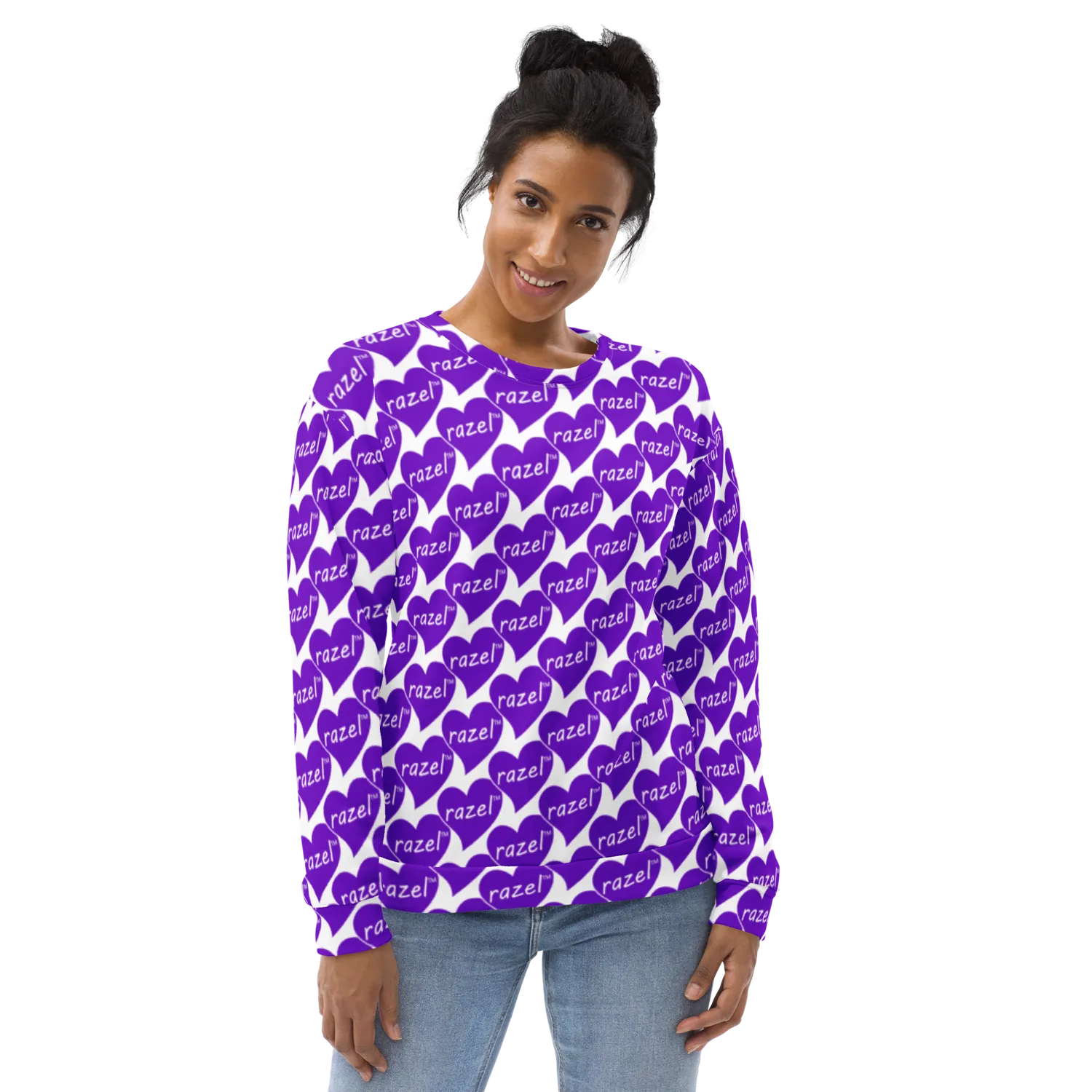 Razel Purple Hearted Motif sweater M recycled polyester