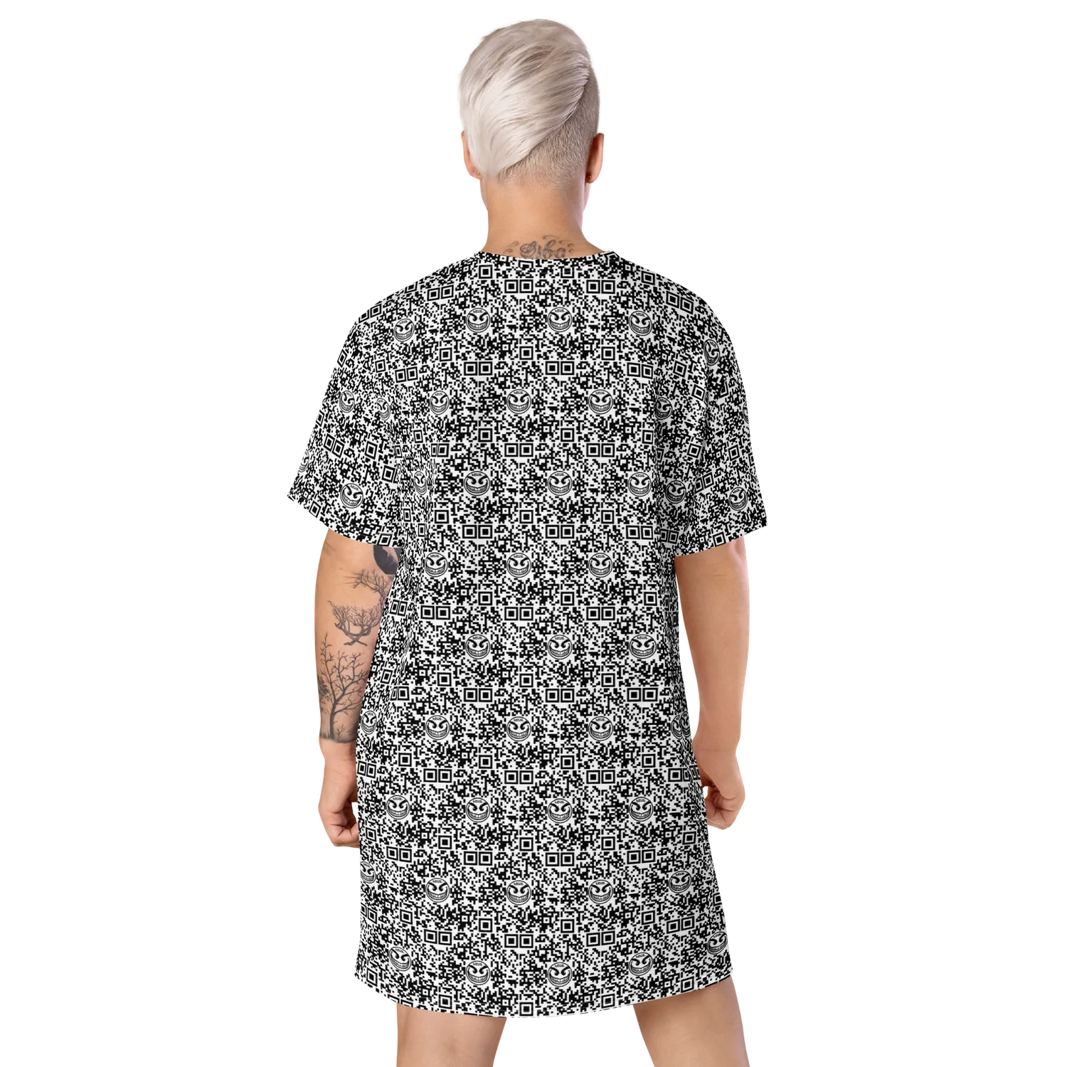 Razel Face QR Code T-shirt jurk dames oversized