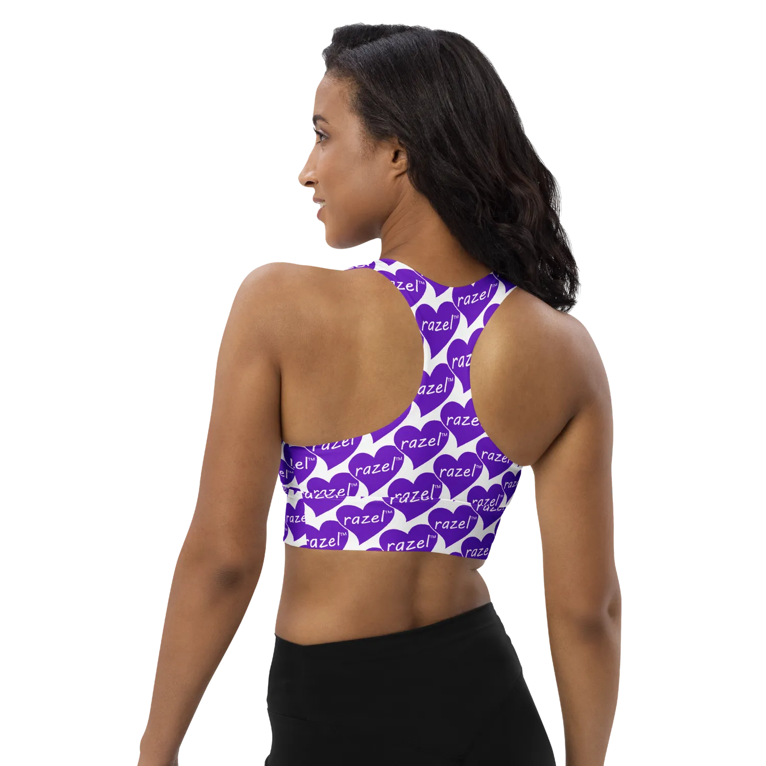Razel Purple Hearted Motif Crop Top Sporttop