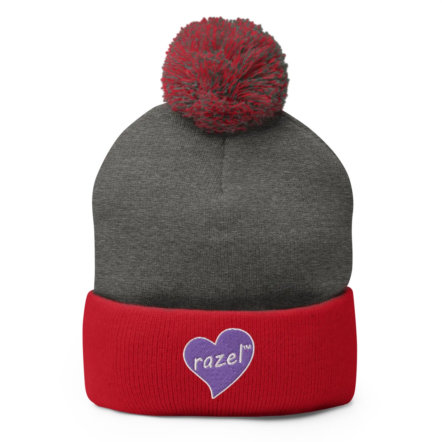 Razel Purple Hearted pompon muts zwart acryl
