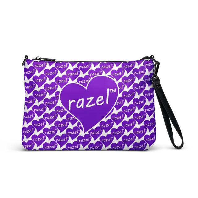 Razel Purple Hearted Motif satchel zwart imitatieleren