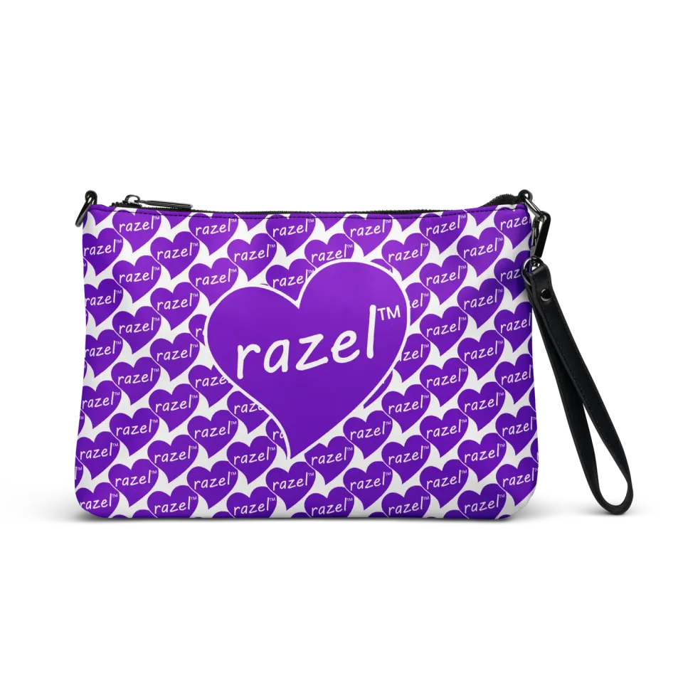 Razel Purple Hearted Motif satchel zwart imitatieleren