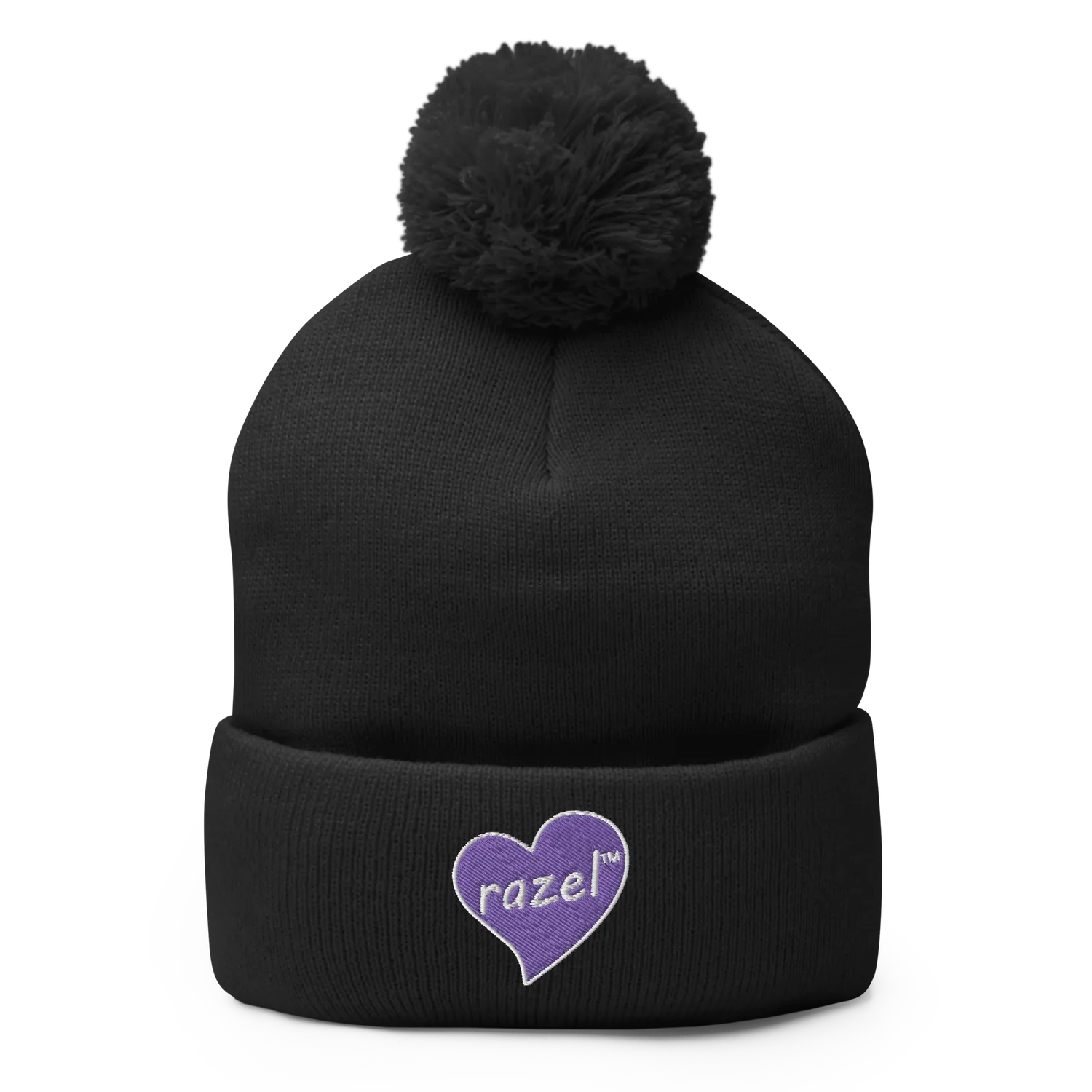 Razel Purple Hearted pompon muts zwart acryl