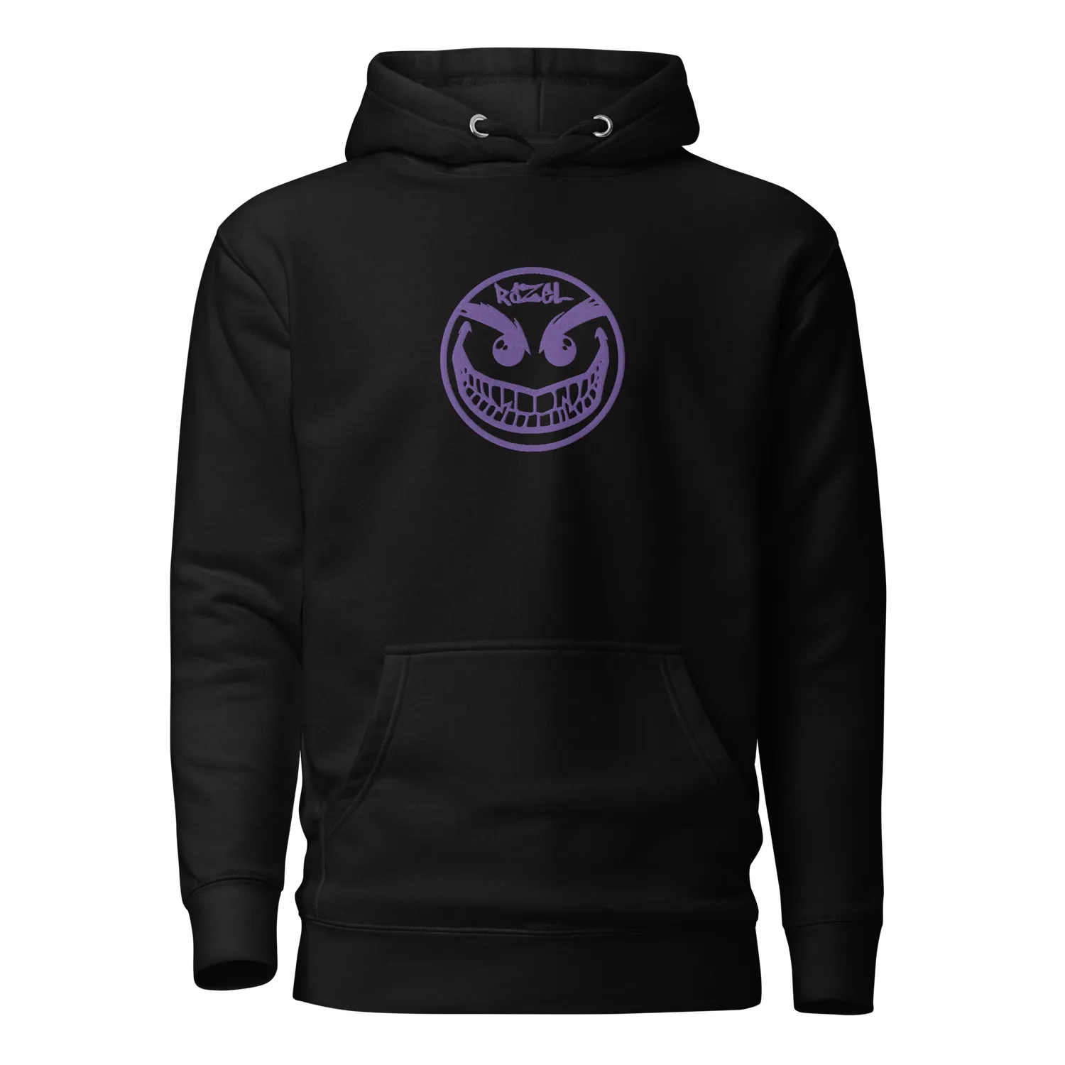 Razel Face Hoodie zwart geborduurd fleece
