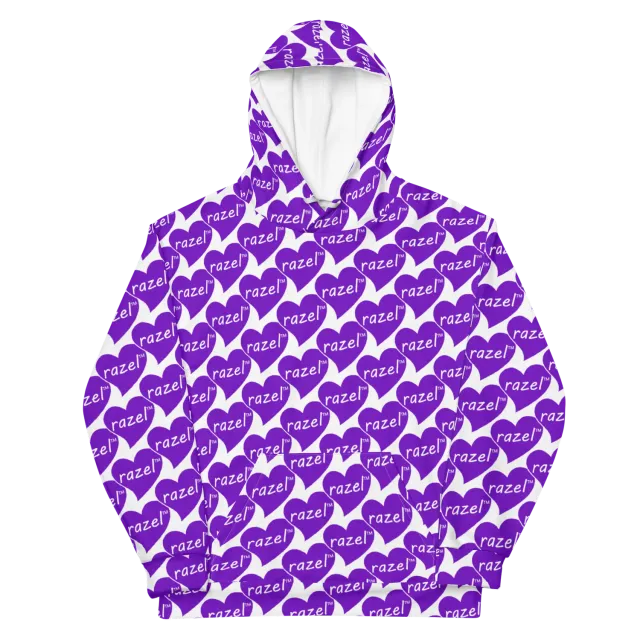 Razel Purple Hearted Motif hoodie fleece unisex
