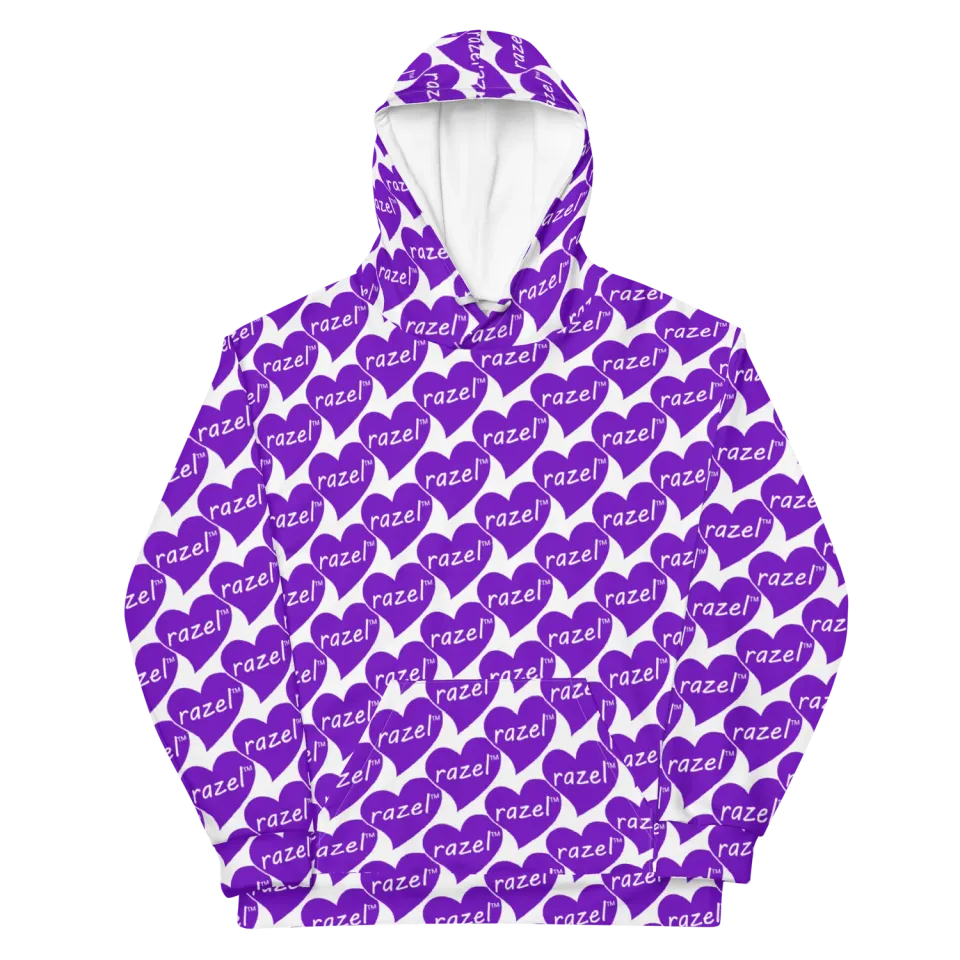 Razel Purple Hearted Motif hoodie fleece unisex