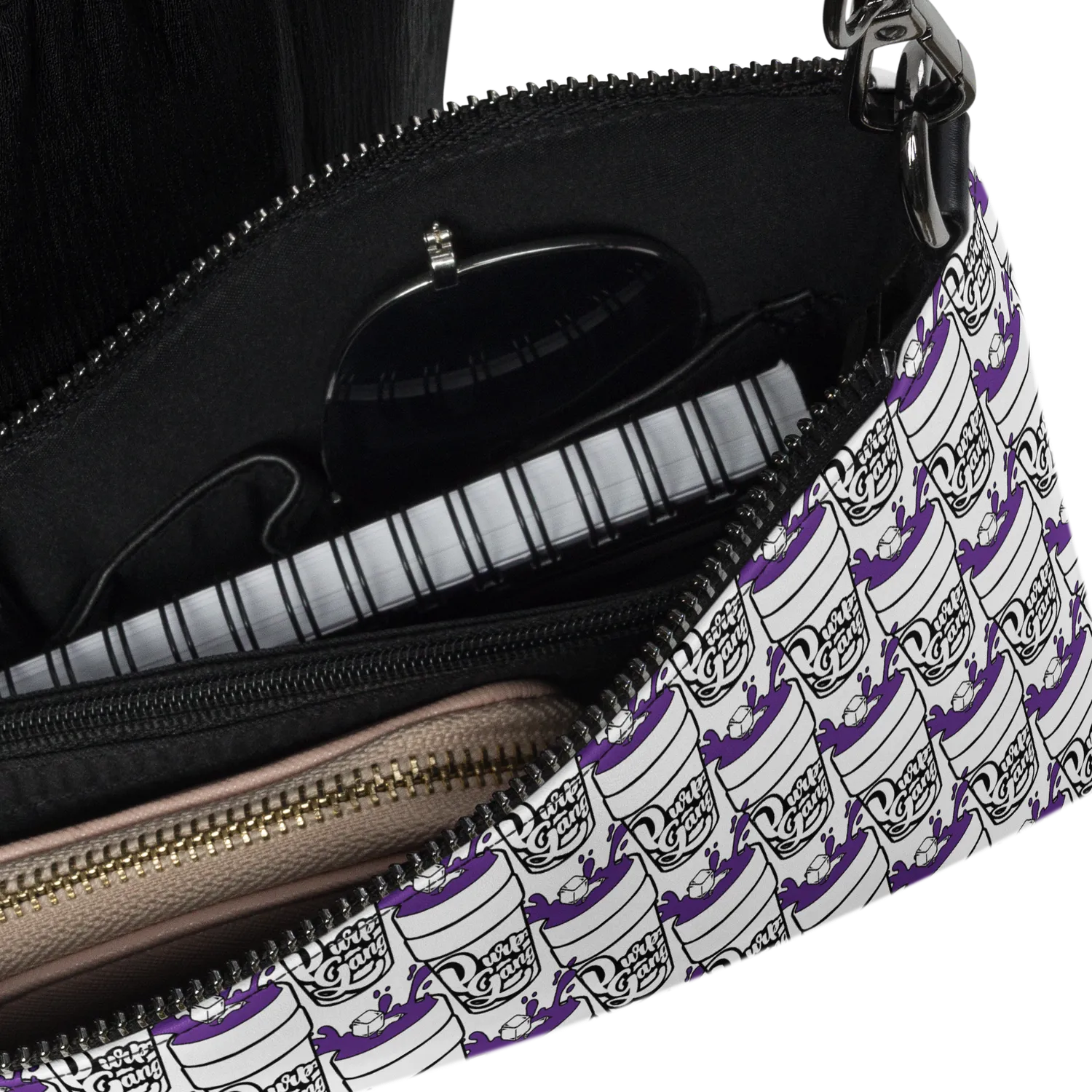 Razel Purp Gang Double Cup schoudertas zwart leer