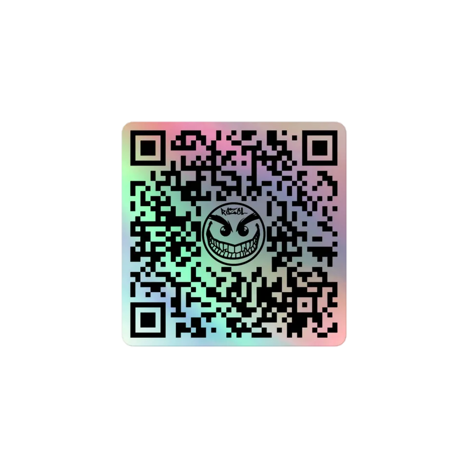 Razel Face QR Code sticker holografisch 3x3