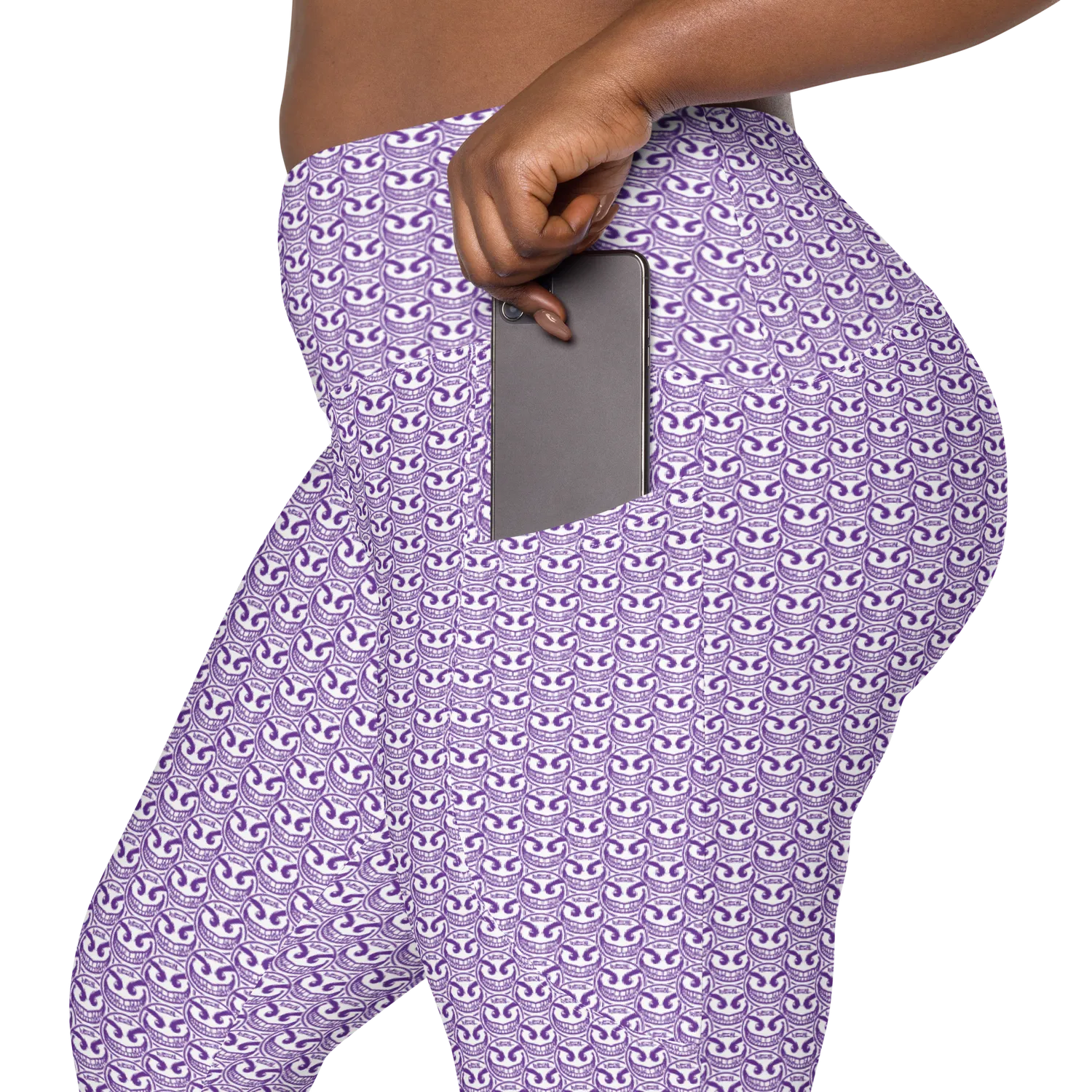 Razel Face Motif Pocket legging met zakken high-waist