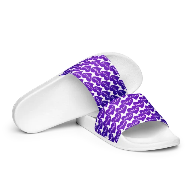 Razel Purple Hearted Motif slippers zwart print